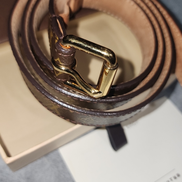 Louis Vuitton Brown Monogram Leather Belt with Gold Hardware